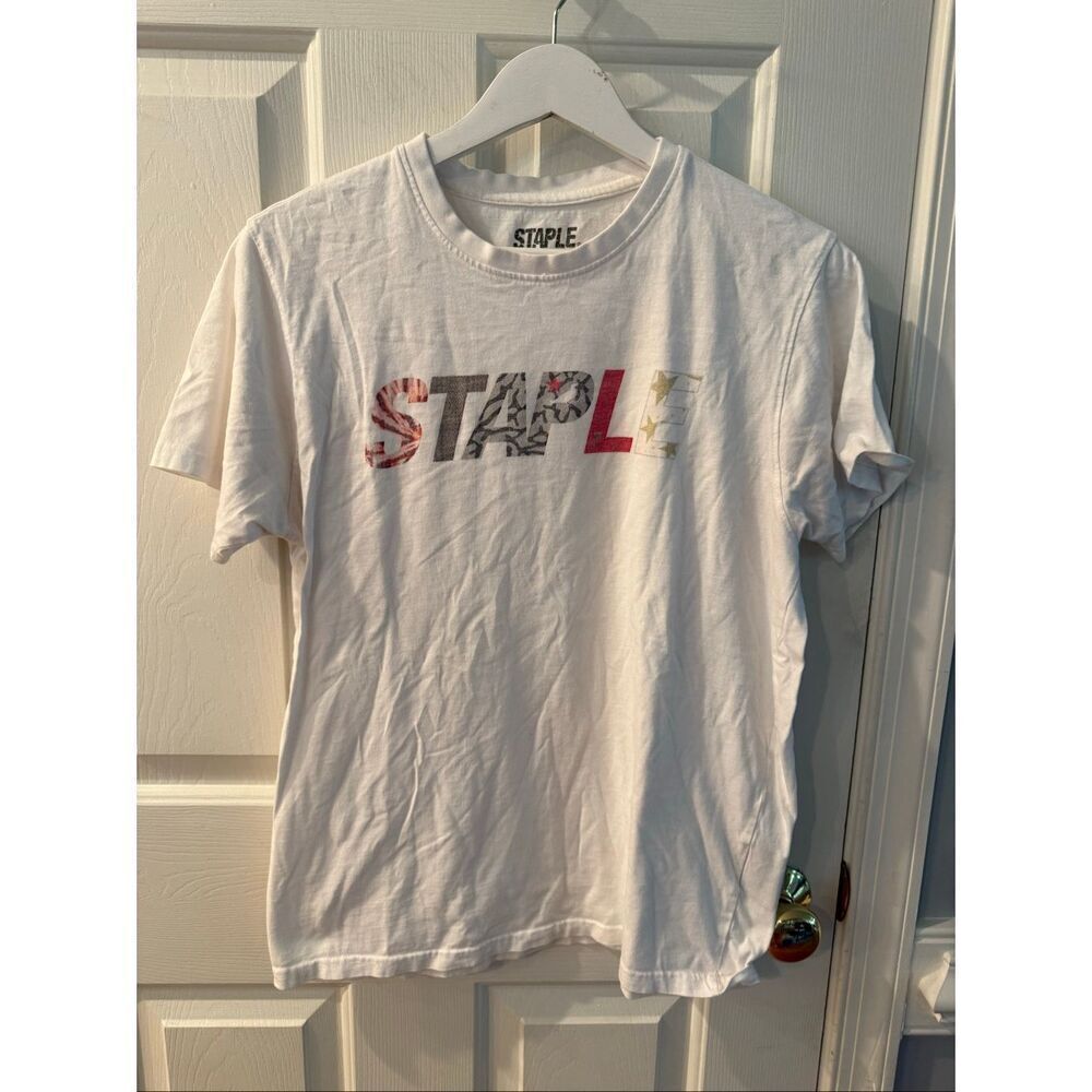 Staple White Graphic Logo T-Shirt sz S EUC